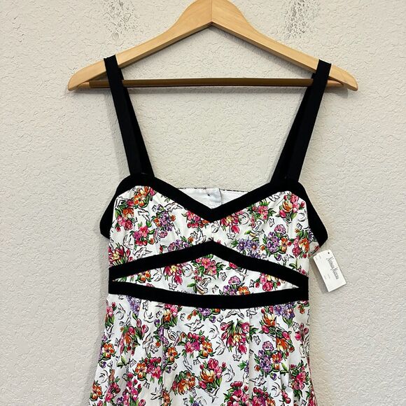 NWT NANETTE LEPORE A-Line Mini Dress Cut-Out Back in Multi Floral Print - Picture 2 of 13